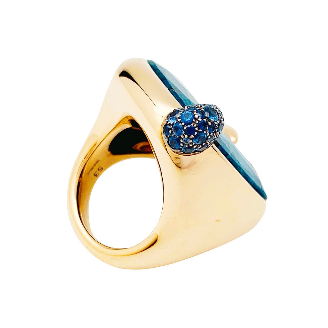 Bague POMELLATO, "Le grand bleu", en or rose, chrysocolle et saphirs - Castafiore