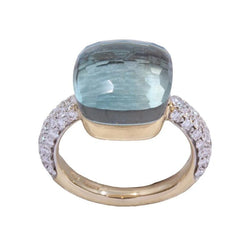 Bague POMELLATO "Nudo max" en or jaune, topaze et diamant - Castafiore