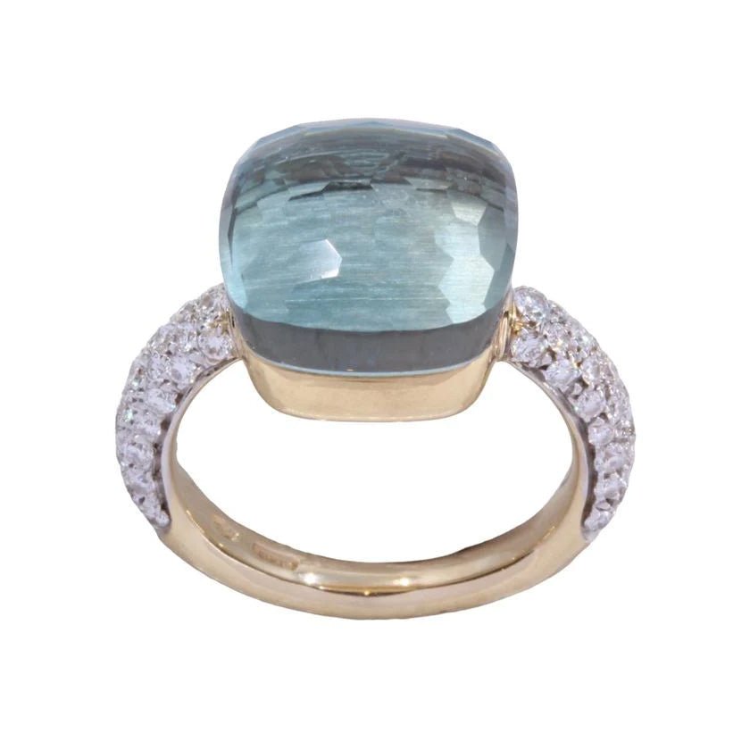 Bague POMELLATO "Nudo max" en or jaune, topaze et diamant - Castafiore