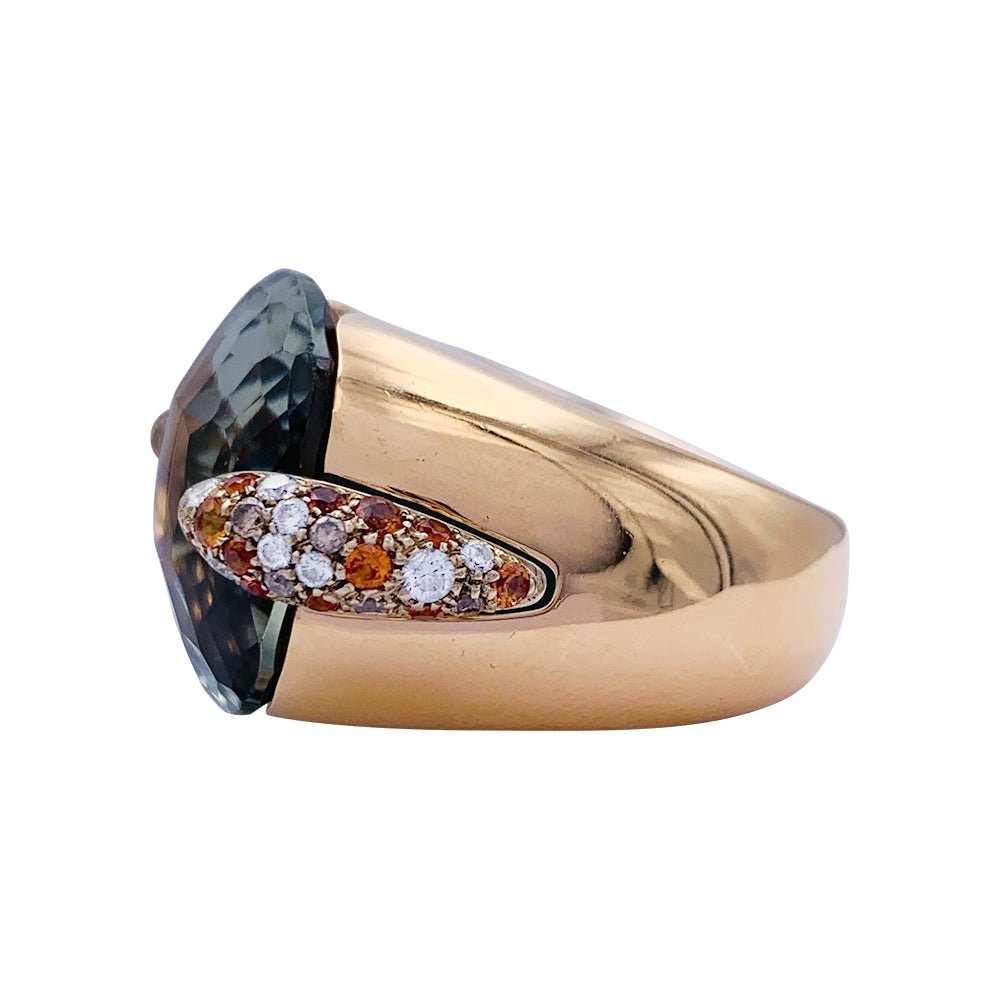 Bague Pomellato, "Pin Up", or rose, prasiolite, diamants, grenats - Castafiore