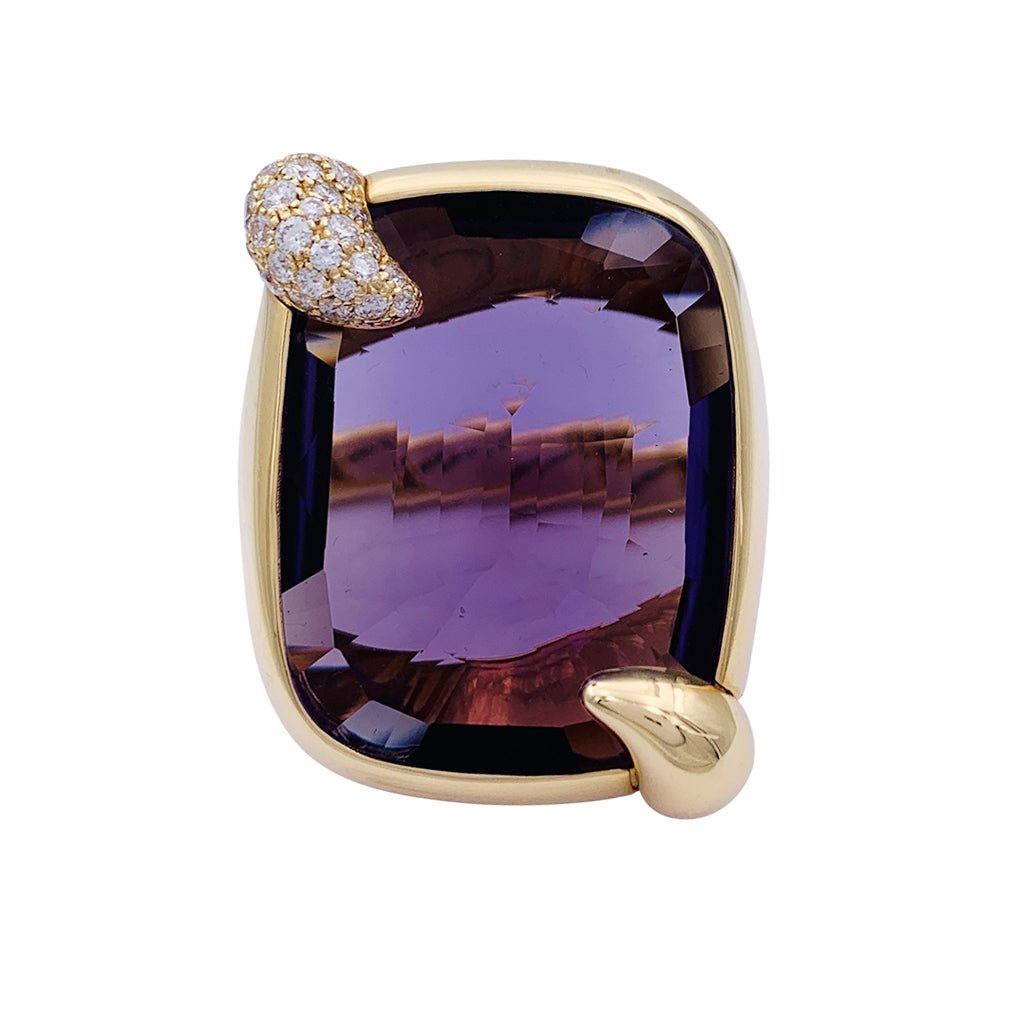 Bague POMELLATO "Ritratto" en or rose, améthyste et diamants. - Castafiore