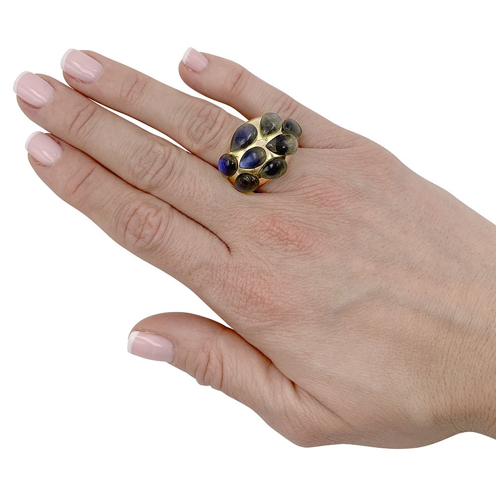 Bague Pomellato, "Rugiada", or jaune, labradorites - Castafiore