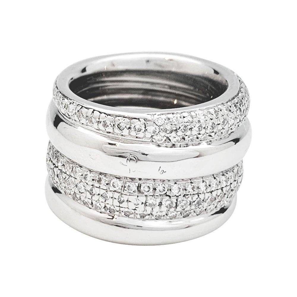 Bague POMELLATO, "Tubolare", or blanc, diamants - Castafiore