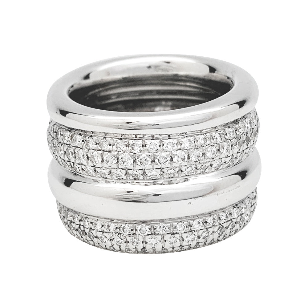 Bague POMELLATO, "Tubolare", or blanc, diamants - Castafiore
