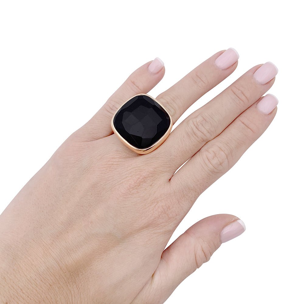 Bague Pomellato "Victoria", or rose, jais. - Castafiore