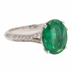 Bague Pompadour en or blanc et émeraude - Castafiore