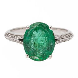 Bague Pompadour en or blanc et émeraude - Castafiore