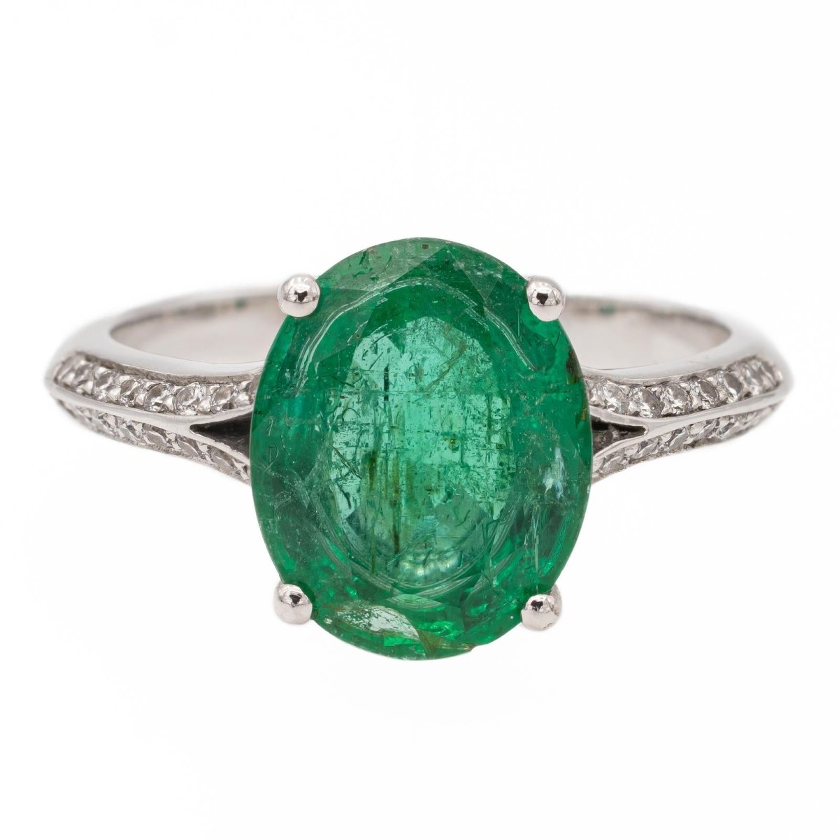 Bague Pompadour en or blanc et émeraude - Castafiore