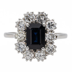 Bague Pompadour en or blanc et saphir - Castafiore