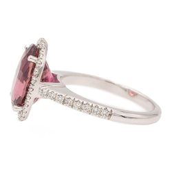Bague Pompadour en or blanc et tourmaline rose - Castafiore