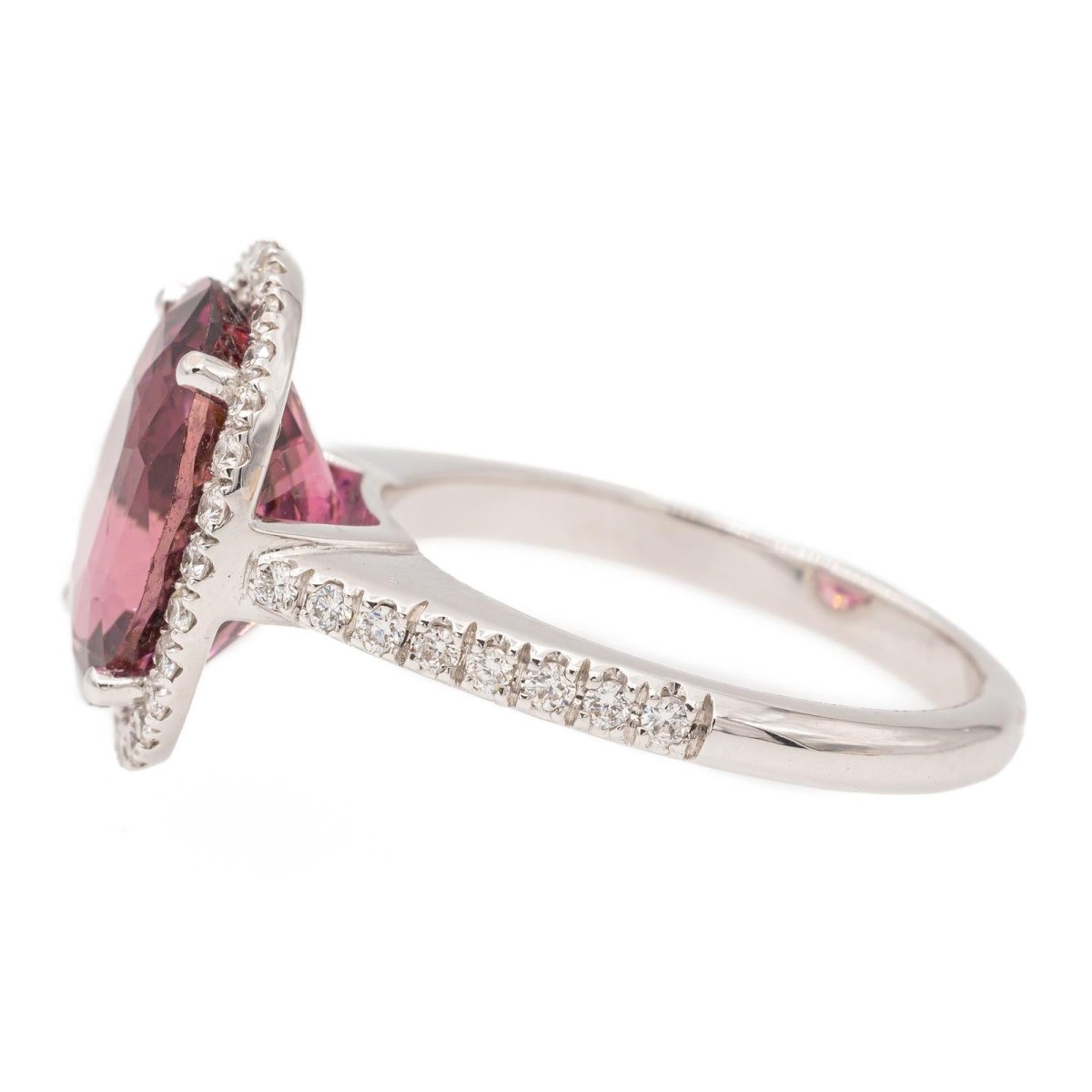 Bague Pompadour en or blanc et tourmaline rose - Castafiore