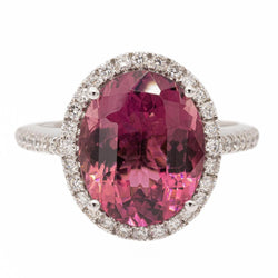 Bague Pompadour en or blanc et tourmaline rose - Castafiore