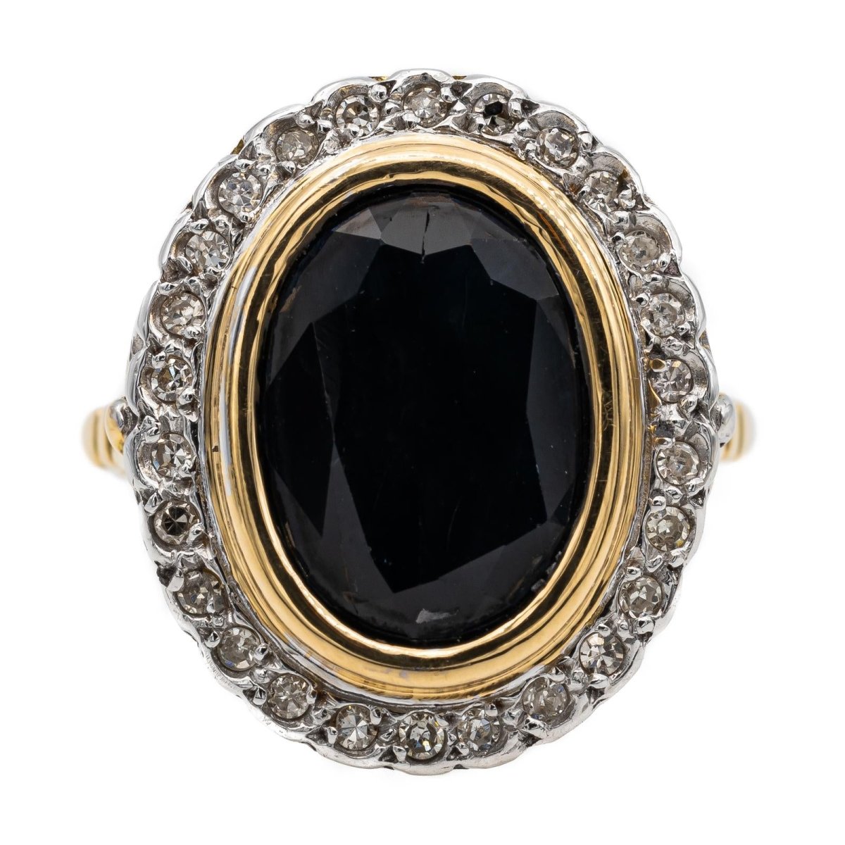 Bague Pompadour en or jaune, or blanc et saphir - Castafiore