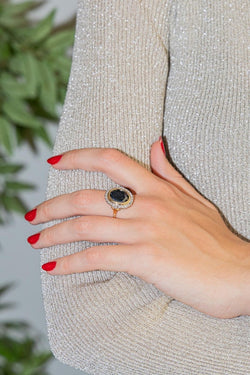 Bague Pompadour en or jaune, or blanc et saphir - Castafiore