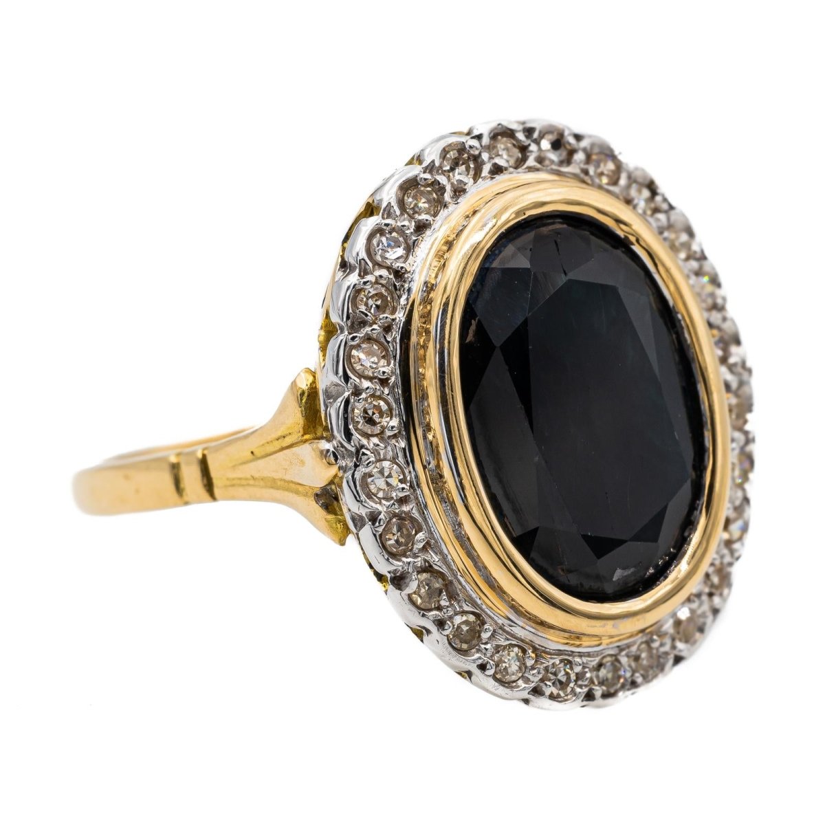 Bague Pompadour en or jaune, or blanc et saphir - Castafiore