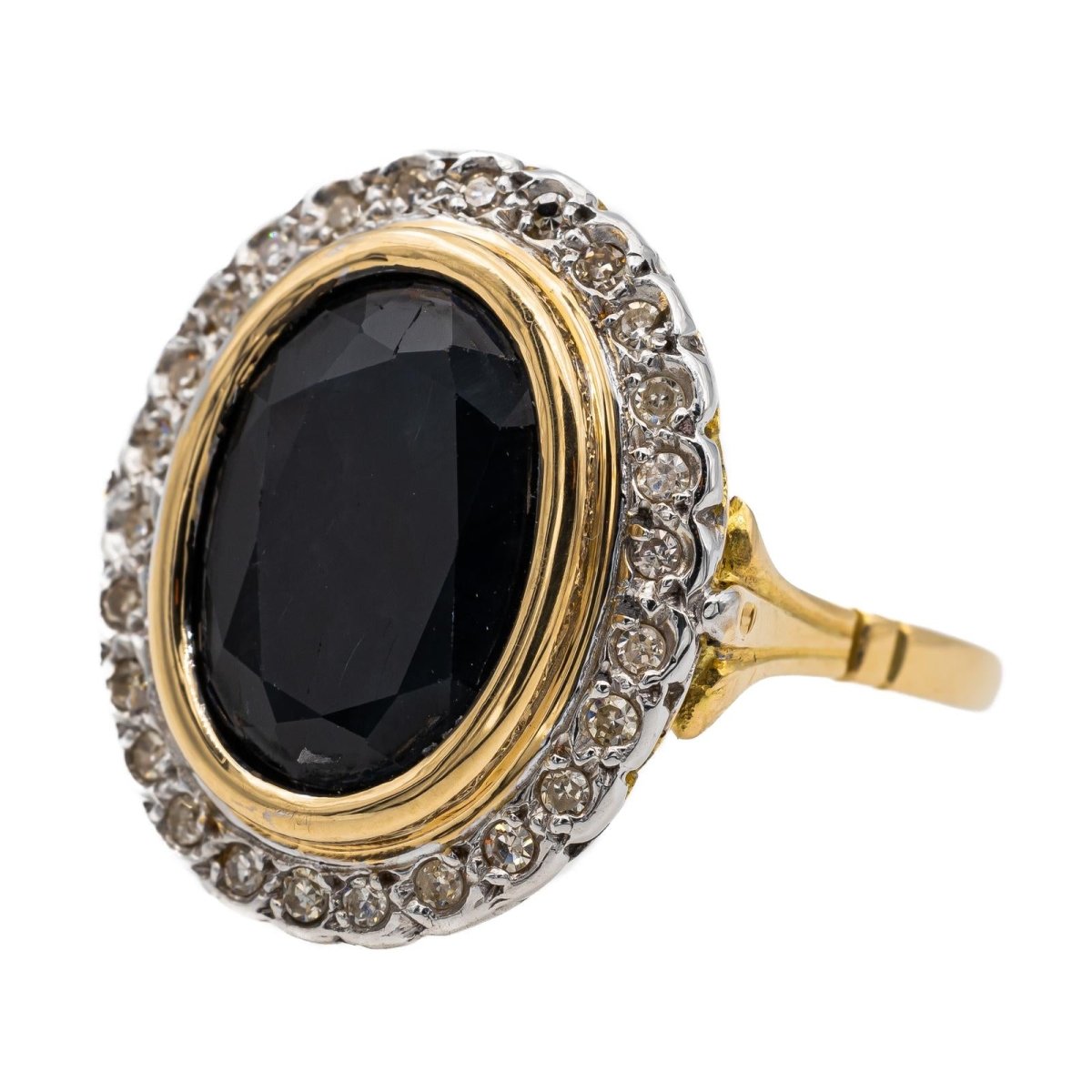 Bague Pompadour en or jaune, or blanc et saphir - Castafiore