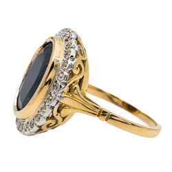 Bague Pompadour en or jaune, or blanc et saphir - Castafiore