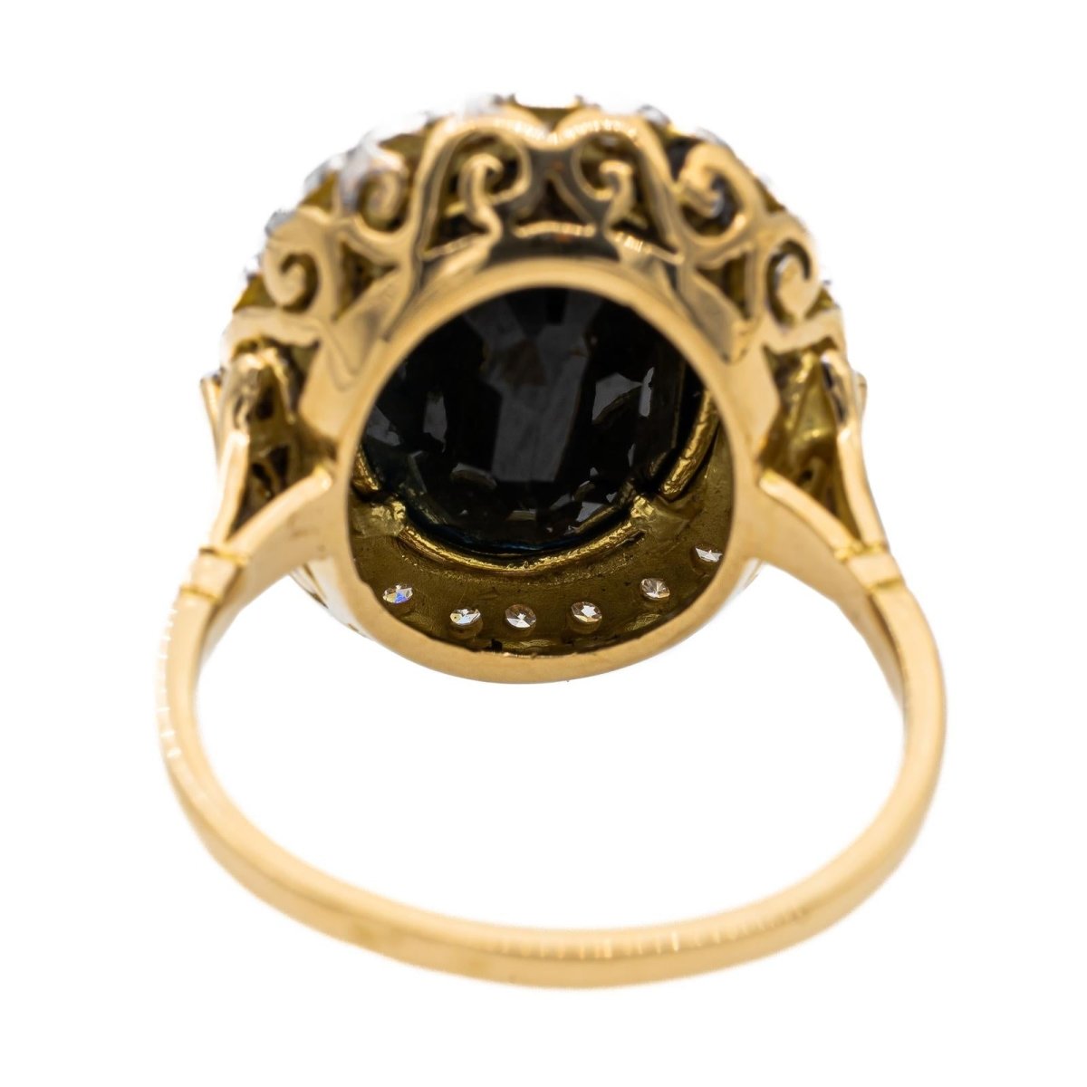 Bague Pompadour en or jaune, or blanc et saphir - Castafiore