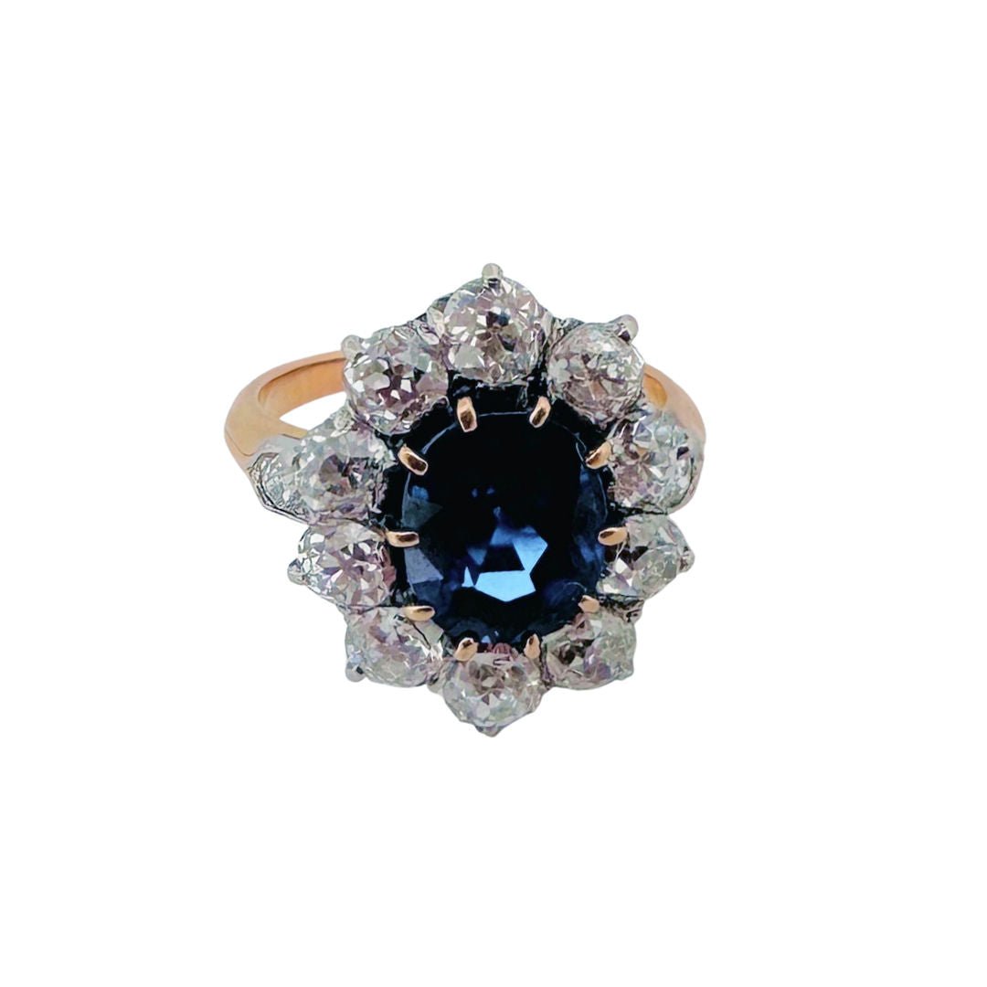 Bague Pompadour en or jaune, saphirs et diamants - Castafiore