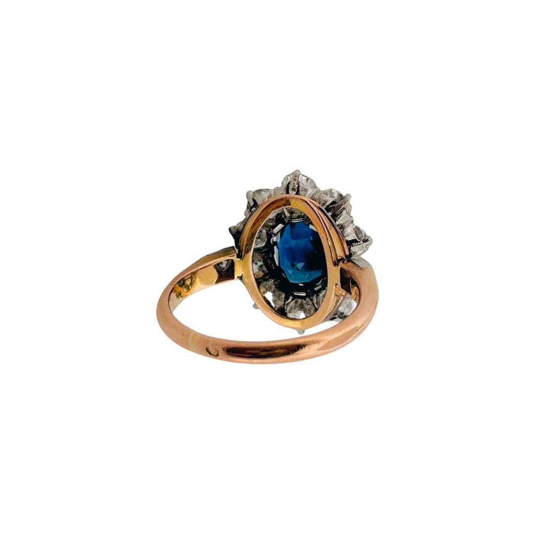 Bague Pompadour en or jaune, saphirs et diamants - Castafiore