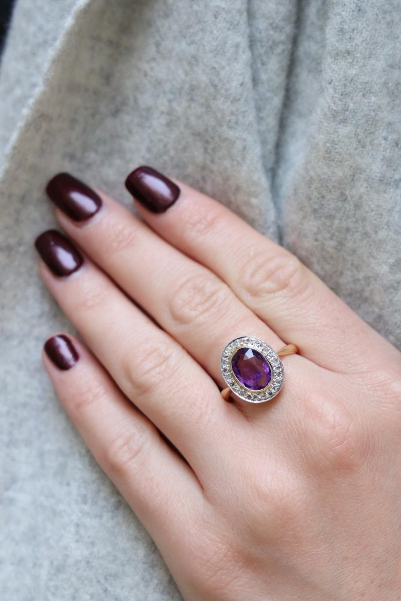 Bague Pompadour Or blanc Améthyste - Castafiore