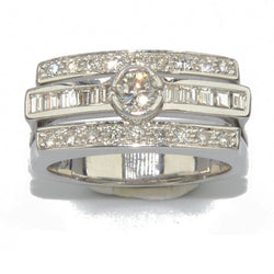 Bague rectangulaire en or gris et diamant - Castafiore