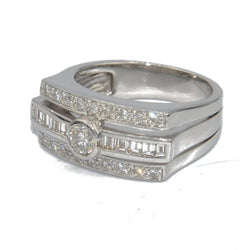 Bague rectangulaire en or gris et diamant - Castafiore