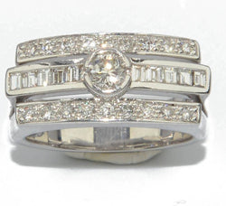 Bague rectangulaire en or gris et diamant - Castafiore