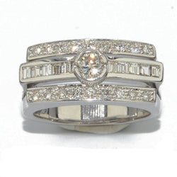 Bague rectangulaire en or gris et diamant - Castafiore