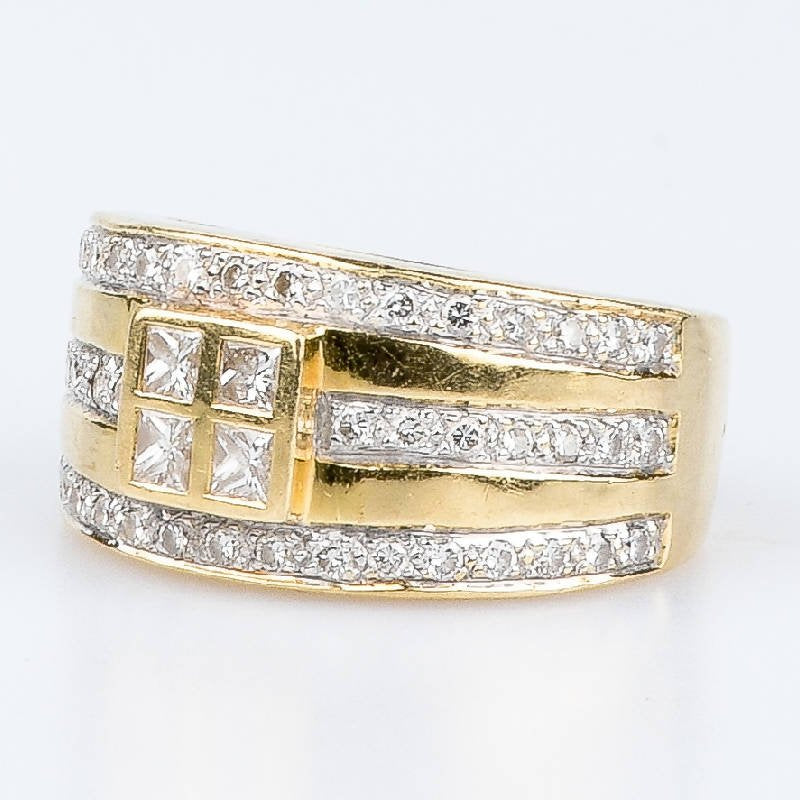 Bague ruban diamants en or jaune 18 carats - Castafiore