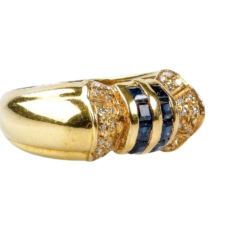 Bague saphir diamant en or jaune 18 carats - Castafiore