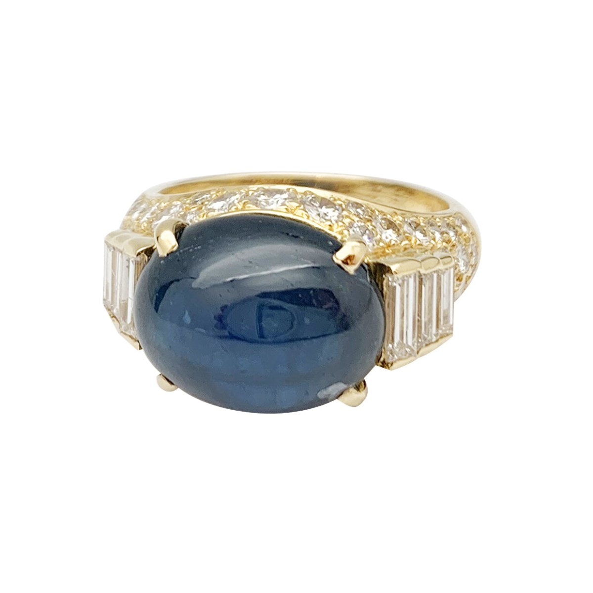 Bague saphir en or jaune et diamants - Castafiore