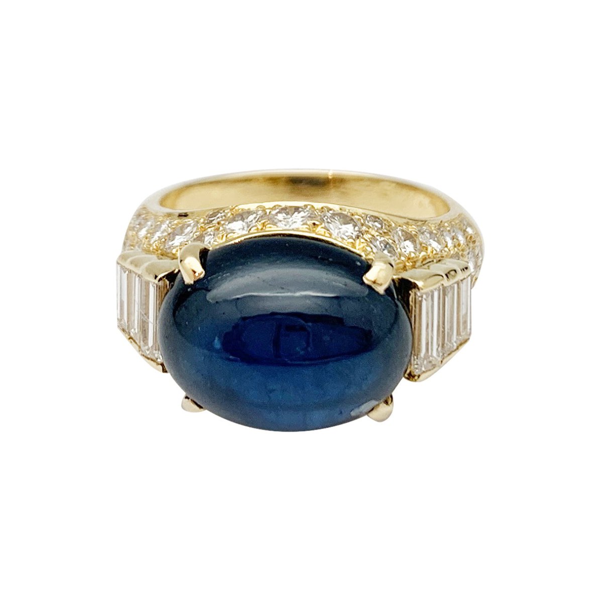 Bague saphir en or jaune et diamants - Castafiore