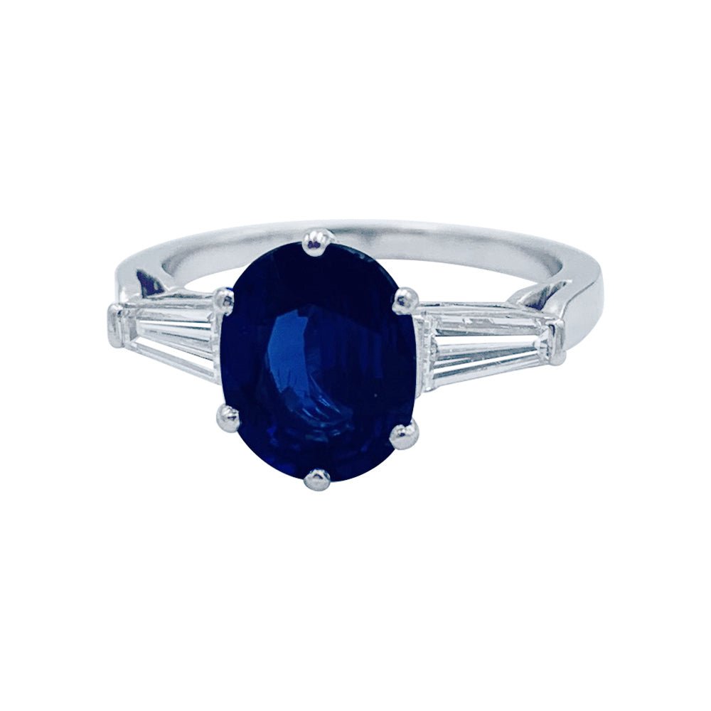 Bague saphir, platine et diamants - Castafiore