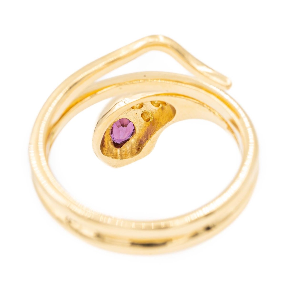 Bague serpent en or jaune, diamants et rubis - Castafiore