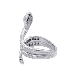 Bague serpent or blanc, diamants - Castafiore