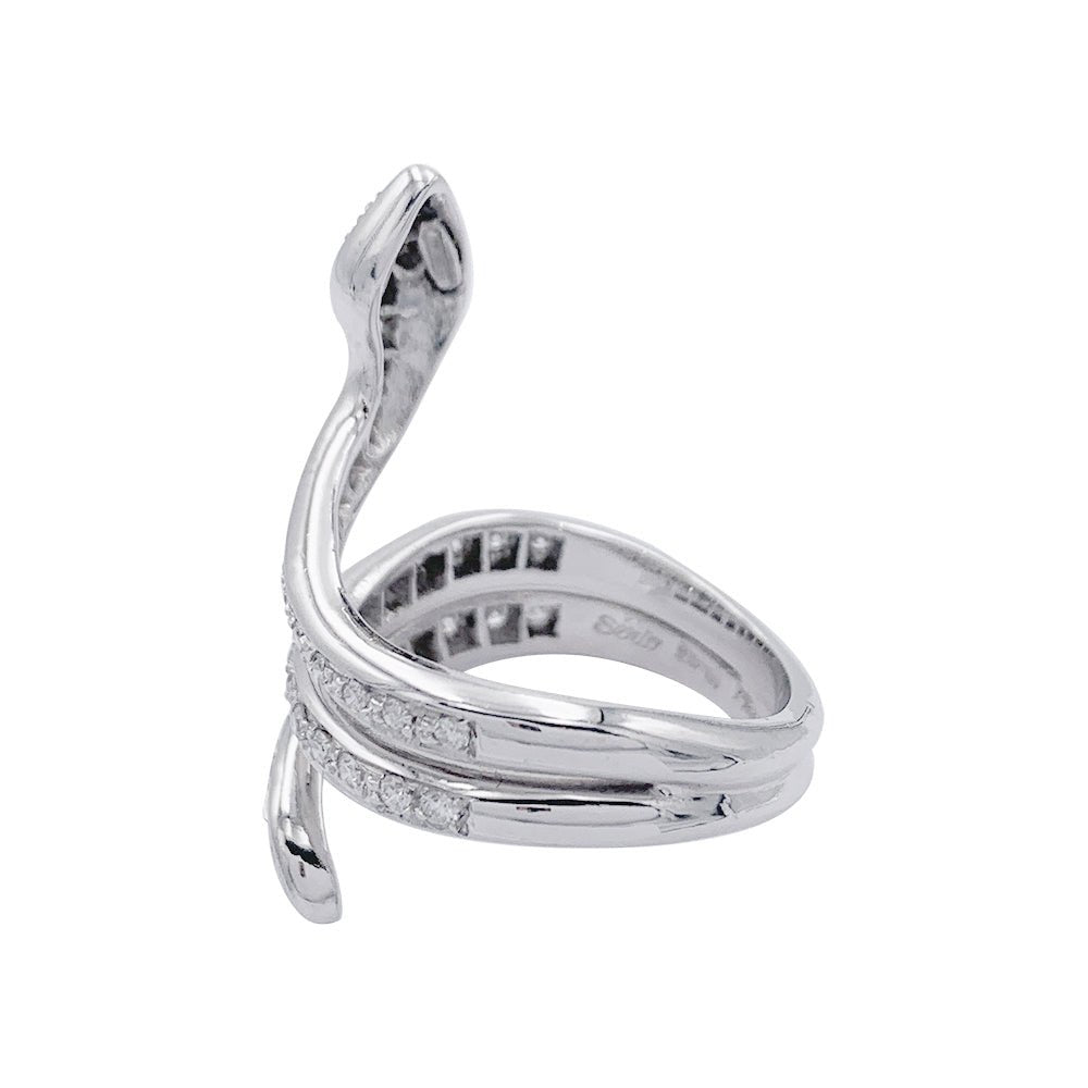 Bague serpent or blanc, diamants - Castafiore