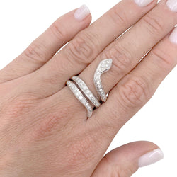 Bague serpent or blanc, diamants - Castafiore