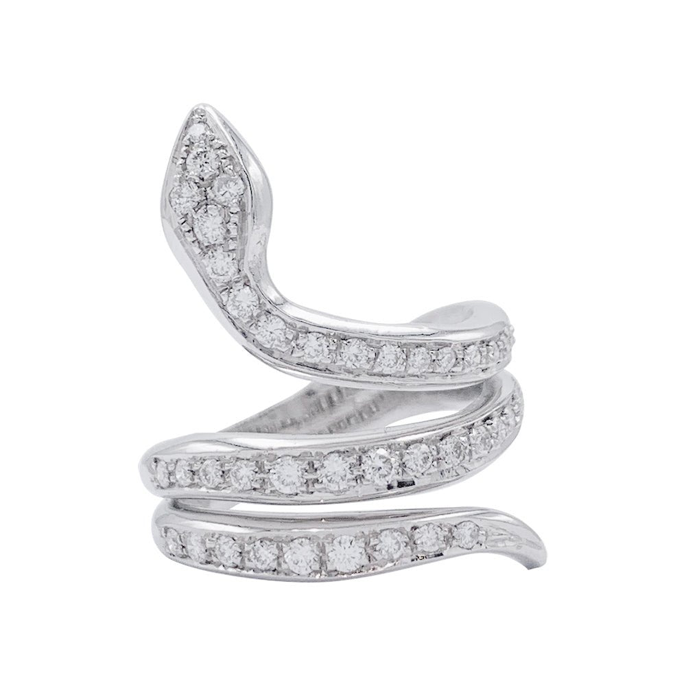 Bague serpent or blanc, diamants - Castafiore