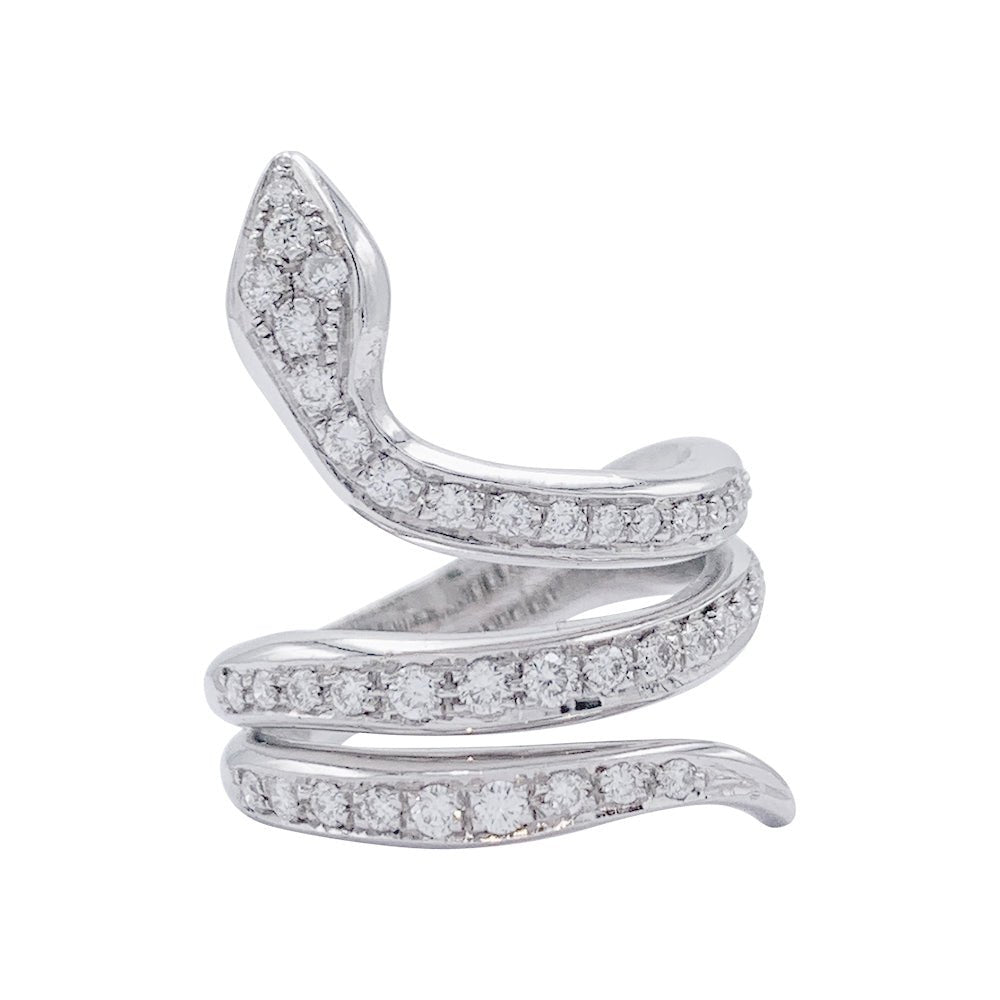 Bague serpent or blanc, diamants - Castafiore