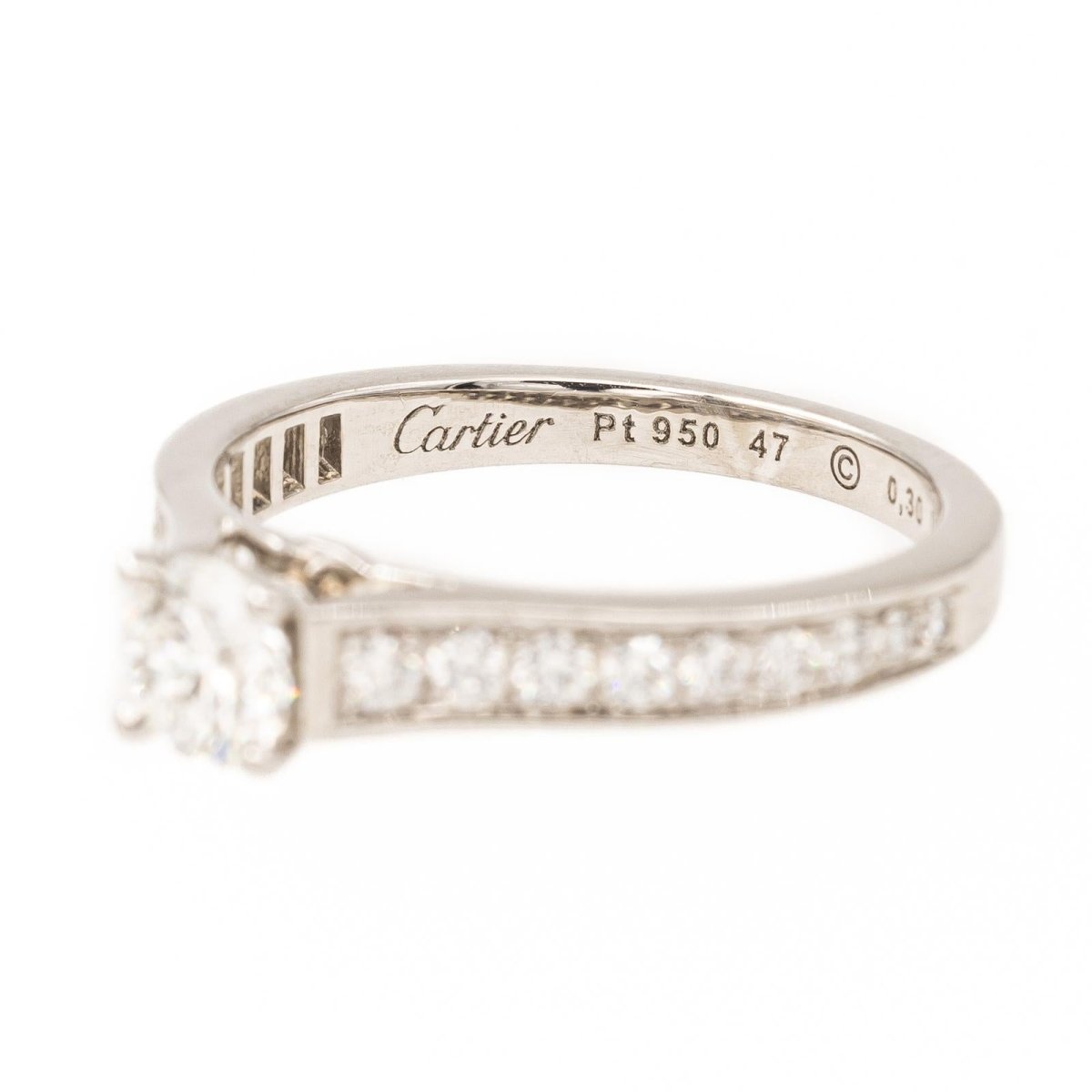 Bague Solitaire CARTIER 1895 en platine et diamant - Castafiore