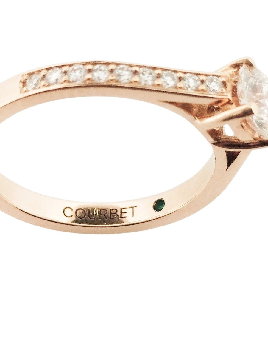 Bague Solitaire COURBET en or rose et diamants - Castafiore