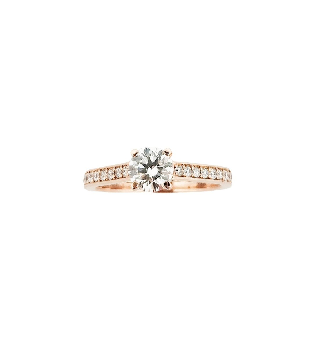 Bague Solitaire COURBET en or rose et diamants - Castafiore