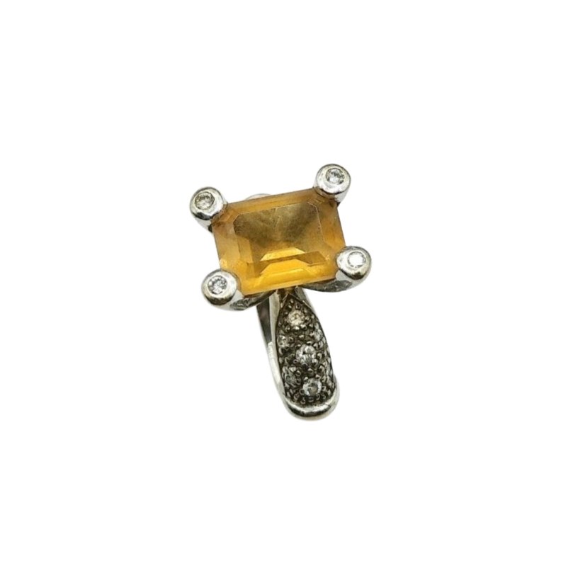 Bague Solitaire en or blanc et citrine - Castafiore