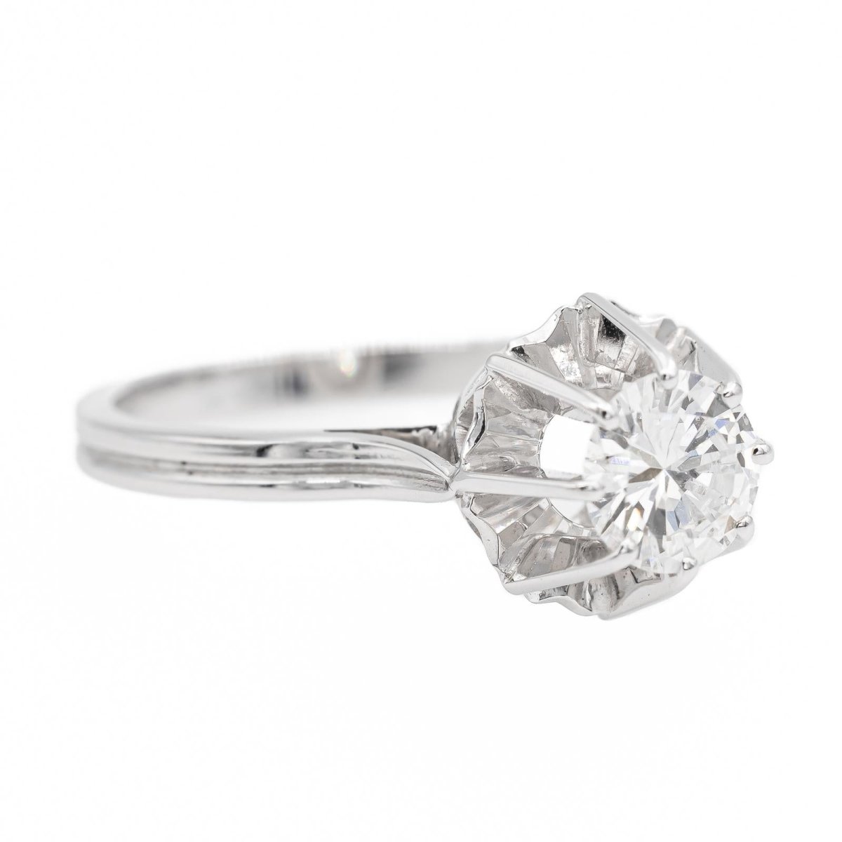 Bague solitaire en or blanc et diamant - Castafiore