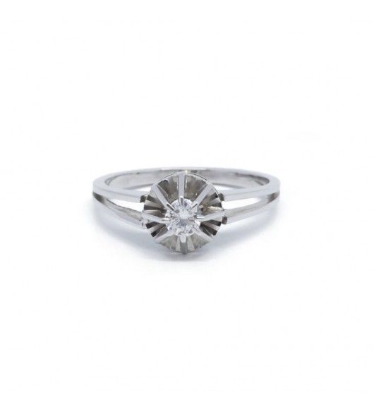 Bague Solitaire en or blanc et diamant - Castafiore