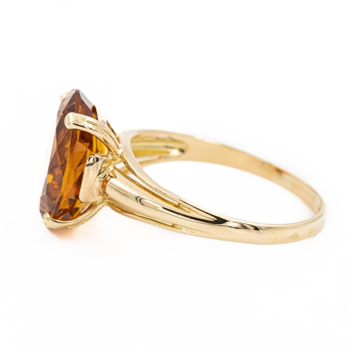 Bague Solitaire en or jaune et citrine - Castafiore