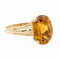 Bague Solitaire en or jaune et citrine - Castafiore