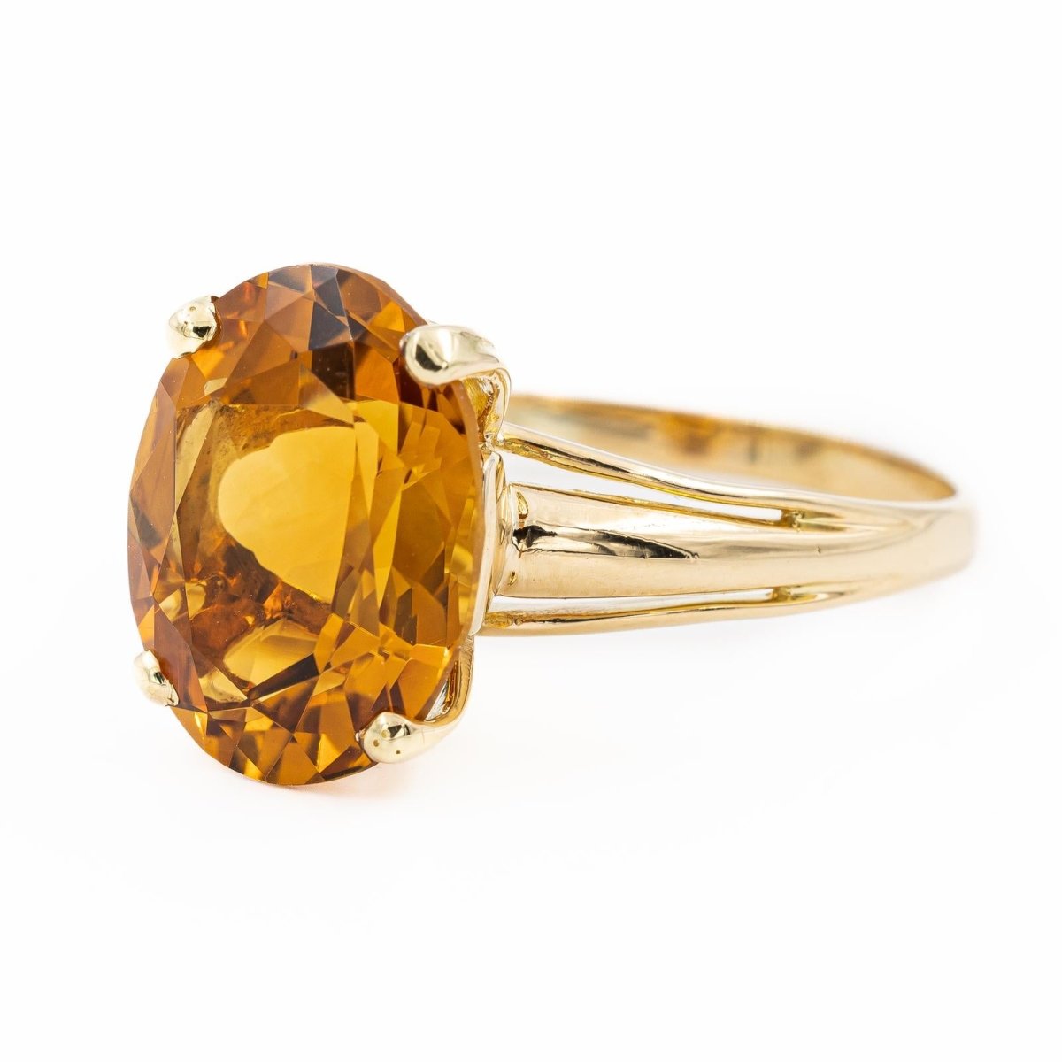 Bague Solitaire en or jaune et citrine - Castafiore