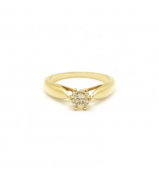 Bague Solitaire en or jaune et diamants - Castafiore